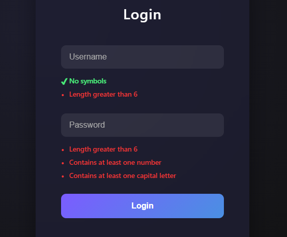 Login Validation